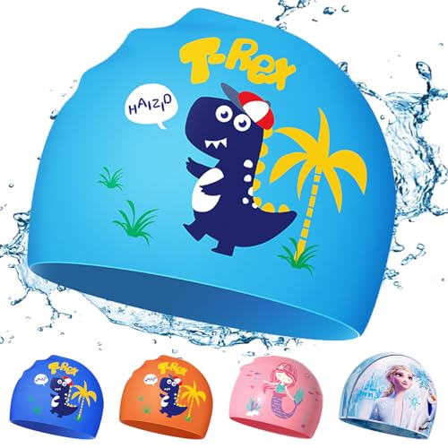 Badekappe Kinder Dinosaurier, Elastischer Silikon Schwimmhut, rutschfest Wasserdicht Babyweiche, Himmelblau Schwimmhaube, Schwimmmütze für 3-12 Jahre Jugend Jungen Mädchen Lange Haare Badekappe Kinder Dinosaurier, Elastischer Silikon Schwimmhut, rutschfest Wasserdicht Babyweiche, Himmelblau Schwimmhaube, Schwimmmütze für 3-12 Jahre Jugend Jungen Mädchen Lange Haare von YOUYIKE