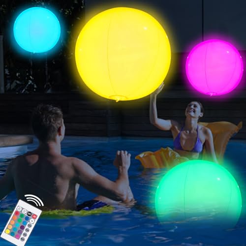 YOUYIKE 16'' Aufblasbarer LED Light up Wasserball, 16 Farben Lichter und Infrarot-Fernbedienung, Pool Spielzeug für Sommeraktivitäten im Freien, Wasserspiele, Schwimmbad-Strandparty YOUYIKE 16'' Aufblasbarer LED Light up Wasserball, 16 Farben Lichter und Infrarot-Fernbedienung, Pool Spielzeug für Sommeraktivitäten im Freien, Wasserspiele, Schwimmbad-Strandparty von YOUYIKE