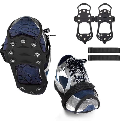 YQBFTC Schuhspikes mit 10 Edelstahl Zähne,Grödel Steigeisen für Bergschuhe Wanderschuhe,Spikes für Schuhe Winter,Edelstahl Anti-Rutsch Schuhspikes für Gehen Wandern Trekking Eisfischen Winter Outdoor YQBFTC Schuhspikes mit 10 Edelstahl Zähne,Grödel Steigeisen für Bergschuhe Wanderschuhe,Spikes für Schuhe Winter,Edelstahl Anti-Rutsch Schuhspikes für Gehen Wandern Trekking Eisfischen Winter Outdoor von YQBFTC