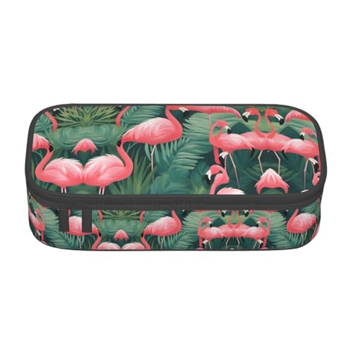 YQTGBCED Federmäppchen mit rotem Flamingo-Sukkulenten-Druck, multifunktionales Federmäppchen, großes Fassungsvermögen, Stift-Organizer-Tasche, Schwarz , Einheitsgröße, Schlüsseletui von YQTGBCED