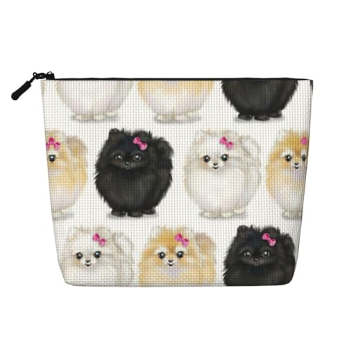 Kosmetiktasche mit Pomeranian-Muster, niedlicher Make-up-Tasche, Organizer, Kosmetiktasche für Damen, für Reisen, Schwarz , Einheitsgröße von YQxwJL