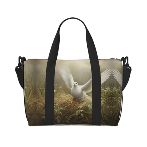 Reisetasche mit Gras- und Taubenmuster, Workout-Reisetasche, Übernachtungs-Umhängetasche, Wochenendtasche für Damen und Herren, Schwarz, Einheitsgröße von YQxwJL