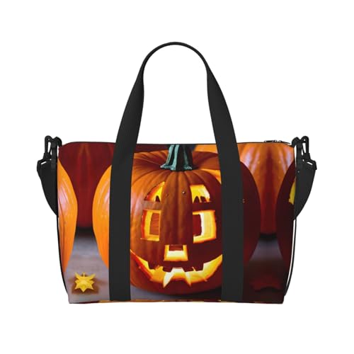 Reisetasche mit Herbst-Kürbis-Druck, Workout-Reisetasche, Übernachtungs-Umhängetasche, Wochenendtasche für Damen und Herren, Schwarz, Einheitsgröße von YQxwJL