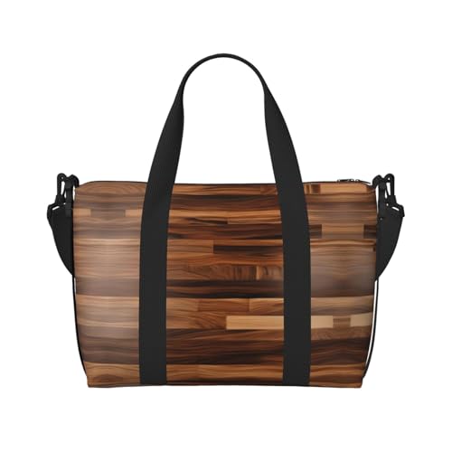 Reisetasche mit Holzmaserung, Workout-Reisetasche, Schultertasche, Wochenendtasche für Damen und Herren, Schwarz, Einheitsgröße, Schwarz , Einheitsgröße von YQxwJL