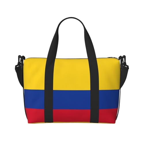 Reisetasche mit Kolumbien-Aufdruck "Flagge von Kolumbien", Workout-Reisetasche, Übernachtungs-Umhängetasche, Wochenendtasche für Damen und Herren, Schwarz, Einheitsgröße von YQxwJL