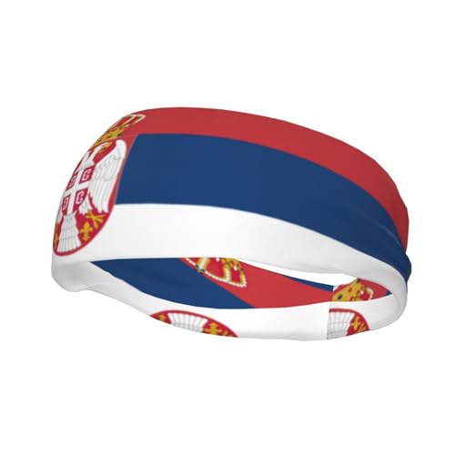 Sport-Stirnband mit Flagge von Serbien, dehnbar, für Basketball, Fußball, Laufen, Fitnessstudio von YQxwJL