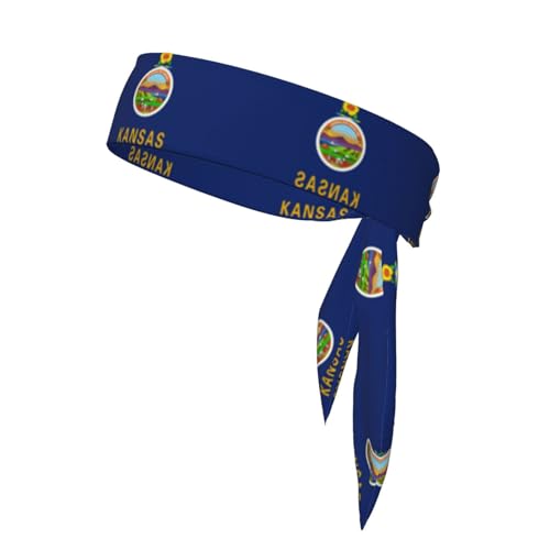 YQxwJL Knoten-Stirnband für Damen und Herren, mit Flagge des Bundesstaates Kansas, verstellbar, für Sport von YQxwJL