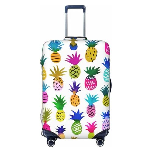 YQxwJL Reisekofferhülle mit Regenbogen-Ananas-Druck, Gepäckschutz, waschbar, kratzfest, Schwarz , L von YQxwJL