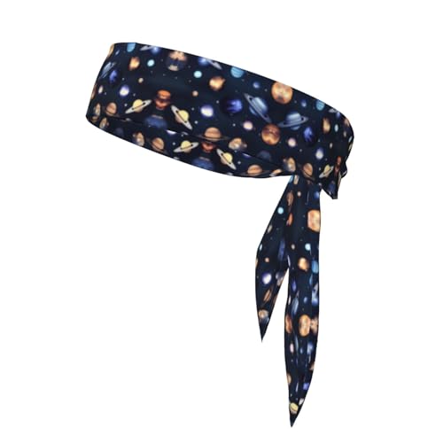 YQxwJL Stirnbänder mit Planeten, Sternen und Milchstraße, Galaxie-Druck, für Männer und Frauen, verstellbare Bandana-Schweißbänder, Haarbänder für Sport von YQxwJL
