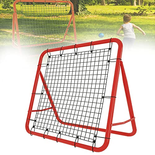 YRHome Prellwand Kicker Fußball Rebound Netz 100cm Rot Standard Verschiedene Ballsportarten Sports beidseitiger Rückprall Faltbar Stahlrahmen von YRHome