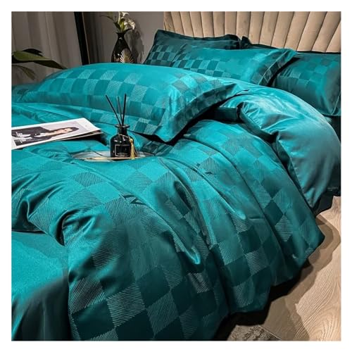 YRKZUR Luxuriöse Jacquard-Bettwäsche-Sets, komfortabler Bettbezug mit Stickerei, Kissenbezug, exquisites Bettlaken, Queen- und King-Size-Bett, Sommer-Bettbezug-Sets Bright Day von YRKZUR