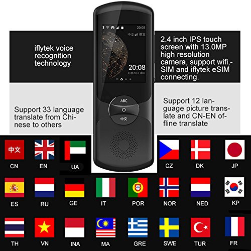 YRKZUR Sprachübersetzer, 2.0 AI Instant Voice Converter mit Unterstützung für 13-Megapixel-Kameras, unterstützt 51 Landessprachen, Ausrüstung für Reisen, Geschäft, Lernen, Einkaufen, WZSS Bright Day von YRKZUR