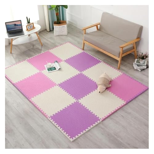 Schaumstoff-Baby-Spielmatte, ineinandergreifende Schaumstofffliesen mit Rändern, 24 m², Puzzle-Spielmatten for den Boden, Bodenbelag-Trainingsgerätematte for Heim-Fitnessgeräte(White+pink+purple,60x2. von YRTHFJTJ