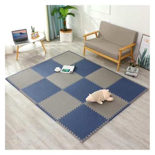 Schaumstoff-Baby-Spielmatte, ineinandergreifende Schaumstofffliesen mit Rändern, 24 m², Puzzle-Spielmatten for den Boden, Bodenbelag-Trainingsgerätematte for Heim-Fitnessgeräte(Gray+navy,60x1.2cm 6pcs von YRTHFJTJ