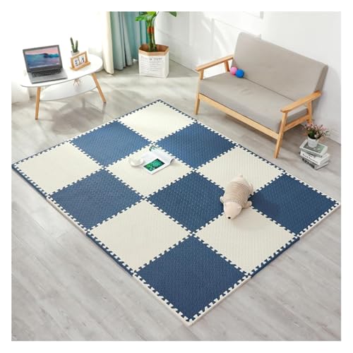 Schaumstoff-Baby-Spielmatte, ineinandergreifende Schaumstofffliesen mit Rändern, 24 m², Puzzle-Spielmatten for den Boden, Bodenbelag-Trainingsgerätematte for Heim-Fitnessgeräte(White+navy,30x1.2cm 24p von YRTHFJTJ