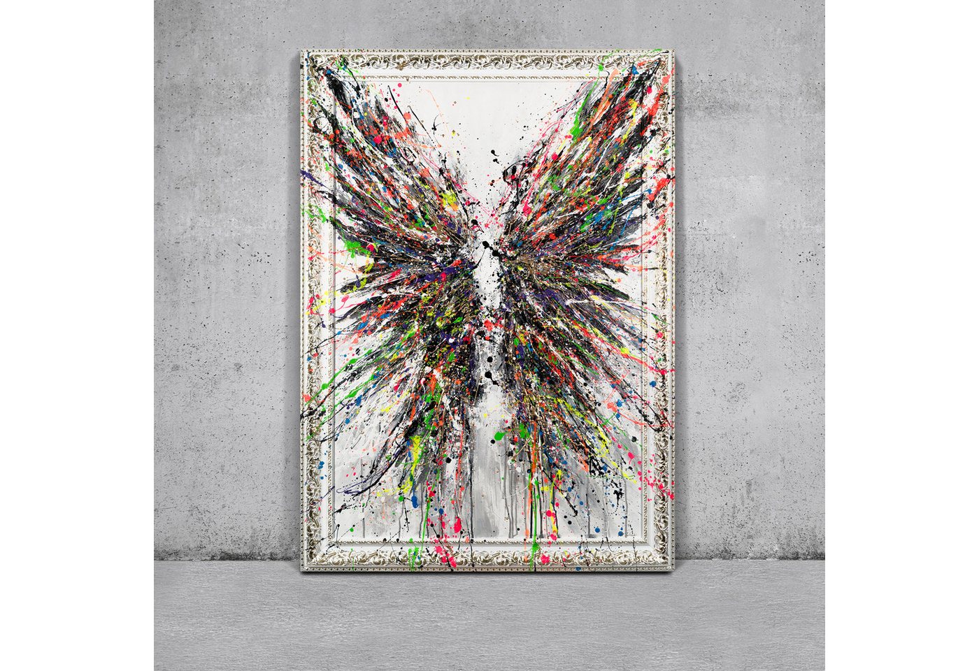 YS-Art Gemälde Dame mit einem Glas, Abstraktion, Bunte Herzen, Sonnenbrille, Leinwandbild mit einem sehr breiten und bemalten Rahmen YS-Art Gemälde Dame mit einem Glas, Abstraktion, Bunte Herzen, Sonnenbrille, Leinwandbild mit einem sehr breiten und bemalten Rahmen von YS-Art