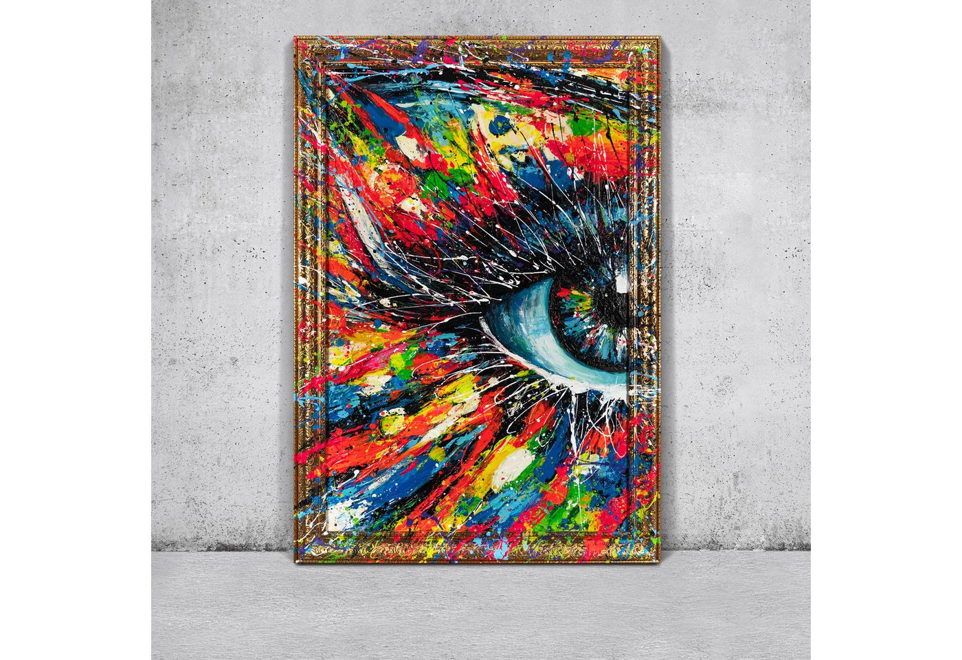 YS-Art Gemälde Dame mit einem Glas, Abstraktion, Bunte Herzen, Sonnenbrille, Leinwandbild mit einem sehr breiten und bemalten Rahmen YS-Art Gemälde Dame mit einem Glas, Abstraktion, Bunte Herzen, Sonnenbrille, Leinwandbild mit einem sehr breiten und bemalten Rahmen von YS-Art
