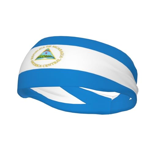 Niedliche Nicaragua-Flaggen-Stirnbänder für Damen und Herren, Schweißband, Sport-Stirnband zum Laufen, Radfahren, Yoga, Fitnessstudio, Training von YSBYEIU