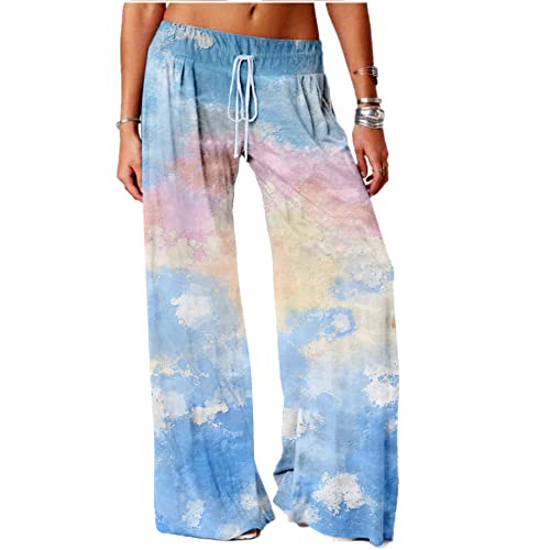 YSGE Pyjama Hosen Damen,Weiche, Bequeme Pyjamahose Für Damen, Lässig, Übergröße, Blau, Mit Farbverlauf, Himmel, Wolken, Ölgemälde, Stretch, Kordelzug, Schlafhose, Weites Bein, Loungehose, Yogahose YSGE Pyjama Hosen Damen,Weiche, Bequeme Pyjamahose Für Damen, Lässig, Übergröße, Blau, Mit Farbverlauf, Himmel, Wolken, Ölgemälde, Stretch, Kordelzug, Schlafhose, Weites Bein, Loungehose, Yogahose von YSGE