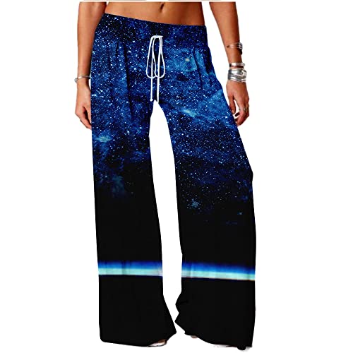 YSGE Pyjamahose Damen,Lässige Bequeme Pyjamahose Für Damen, Kreativ, Plus Größe, Blau, Verträumter Sternenhimmel, Druck, Frühling, Lockere Schlafhose, Stretch-Kordelzug, Weites Bein, Yogahose, Loun YSGE Pyjamahose Damen,Lässige Bequeme Pyjamahose Für Damen, Kreativ, Plus Größe, Blau, Verträumter Sternenhimmel, Druck, Frühling, Lockere Schlafhose, Stretch-Kordelzug, Weites Bein, Yogahose, Loun von YSGE
