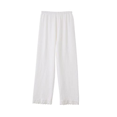YSGE Pyjamahose Damen,Lässige Gemütliche Pyjamahose Für Damen, Süß, Locker, Einfarbig, Weiß, Baumwollgaze, Stickerei, Frühling, Schlafhose, Hohe Taille, Weite Beinhose, Yogahose, Lounge, Heimkleid YSGE Pyjamahose Damen,Lässige Gemütliche Pyjamahose Für Damen, Süß, Locker, Einfarbig, Weiß, Baumwollgaze, Stickerei, Frühling, Schlafhose, Hohe Taille, Weite Beinhose, Yogahose, Lounge, Heimkleid von YSGE