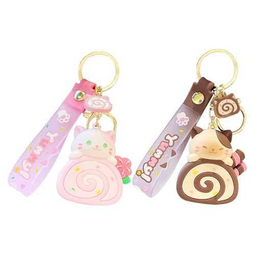 2 Stück Katzen-Kuchenrollen-Schlüsselanhänger, Niedliche Cartoon-Schlüsselanhänger, PVC-Kuchenrollen-Anhänger, Mädchen-Taschenzubehör, Kreative Geschenk-Schlüsselanhänger 2 Stück Katzen-Kuchenrollen-Schlüsselanhänger, Niedliche Cartoon-Schlüsselanhänger, PVC-Kuchenrollen-Anhänger, Mädchen-Taschenzubehör, Kreative Geschenk-Schlüsselanhänger von YSJCHEBS
