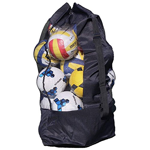 YSXY Übergröße Ballsack Balltasche Ball Bag wasserdichte Oxford Gewebe Sporttasche für 10-15 Stücke Basketball Fußball Volleyball,schwarz von YSXY