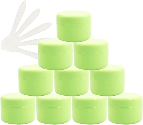 12 Leere 50-ml-Kosmetikdosen aus rosafarbenem Kunststoff mit Schraubdeckel, Kleiner 50-g-Behälter mit Inneneinsatz for kosmetischen Reise-Gel-Lippenbalsam + 5 Spatel(Groen,50ml) von YTBHSHXZ