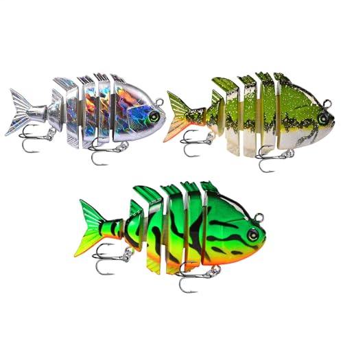 Bassfischerei Köder, Fischerei Köder Bass - Fischköder Kit 3 Stücke Höhenhaken Schwimmen Köder - Kurbelköder Angelgeräte für, Bluegill, Lachs, Bass, Forelle von YTGOCN