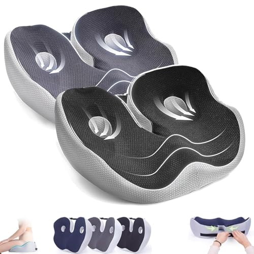 YTYSW Keilkissen OrthopäDisch, Memory Foam Ergonomisches Sitzkissen, Bequemer SteißBeinkissen Zur Druckentlastung, Sitzring Mit Waschbarer Bezug FüR Langes Sitzen,2Stück,A3 von YTYSW