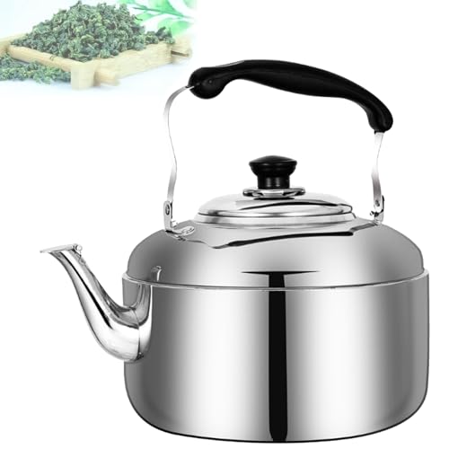 YTYSW Tea Kettle Edelstahl, Wasserkocher GroßE KapazitäT Universal Teekocher, 4/5/6/8l Tragbare Wasserkessel, Teekocher Handle Pfeifkessel FüR Gaskocher Kochgeschirr,8L von YTYSW