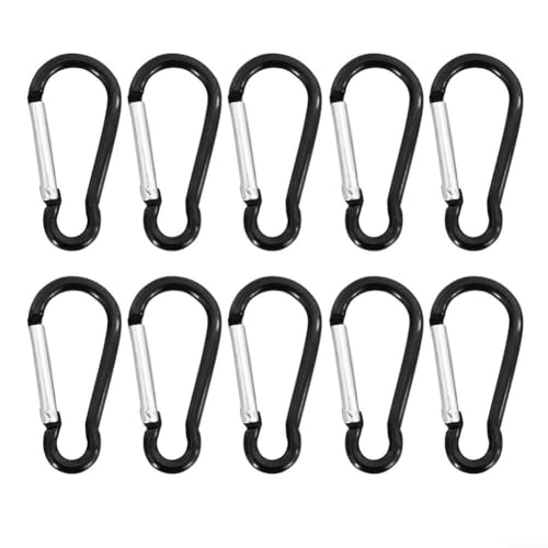 10 Stück Federhaken Schlüsselanhänger Handliche Ausrüstung für alle Ihre Abenteuer (Schwarz) von YUANGANG