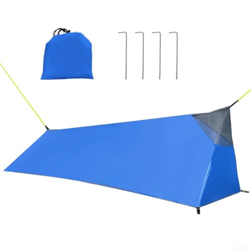 YUANGANG Poleless Tragbares A-Rahmen-Campingzelt, ultraleichtes Campingzelt, Sommer, Einzelpersonen-Netz-Innenbelüftung, Netz (blau) von YUANGANG