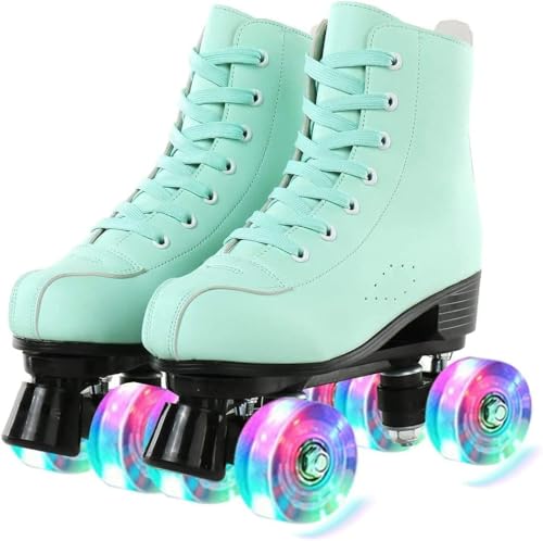 YUDOXN Rollschuhe.Klassische Retro Rollschuhe.Classic Roller, komfortabl LED Rollerskates für Jugendliche und Anfänger.Mädchen. (Frucht grün, 38) von YUDOXN