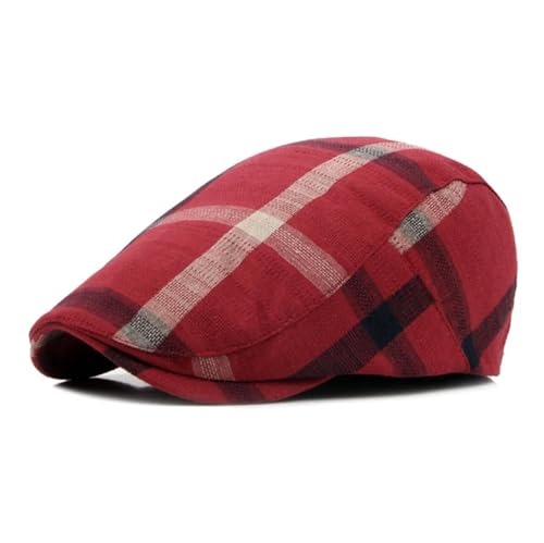 YUECIBAI Barett Baskenmützen Für Herren Unisex Dünne Atmungsaktive Beret Hut Männer Frauen Plaid Vorwärts Mütze Mütze Kappe Flache Hüte Visier Adjustable55-59Cm Rot YUECIBAI Barett Baskenmützen Für Herren Unisex Dünne Atmungsaktive Beret Hut Männer Frauen Plaid Vorwärts Mütze Mütze Kappe Flache Hüte Visier Adjustable55-59Cm Rot von YUECIBAI
