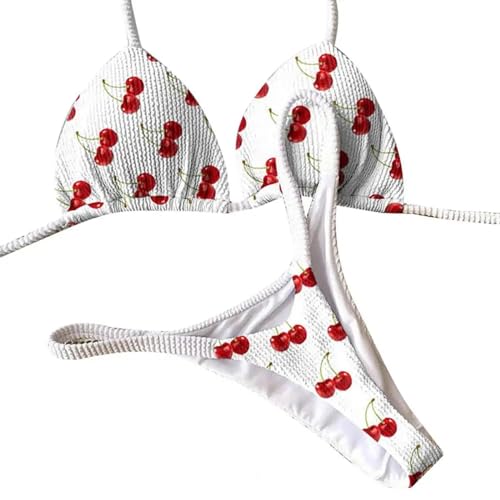 YUECIBAI Bikini Badeanzug Damen Print Badeanzug Frauen Badeanzug Print Bikini Set Cherry Print Tanga Badeanzug Sexy High Für Frauen L Weiß YUECIBAI Bikini Badeanzug Damen Print Badeanzug Frauen Badeanzug Print Bikini Set Cherry Print Tanga Badeanzug Sexy High Für Frauen L Weiß von YUECIBAI