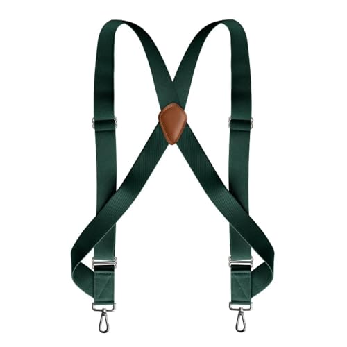 YUECIBAI Hosenträger Suspender Trucker-Hosenträger Für Herren Robust X-Rücken Mit 2 Seitlichen Haken Clips Verstellbar Elastisch Für Große Und Große Hosen Dunkelgrün YUECIBAI Hosenträger Suspender Trucker-Hosenträger Für Herren Robust X-Rücken Mit 2 Seitlichen Haken Clips Verstellbar Elastisch Für Große Und Große Hosen Dunkelgrün von YUECIBAI