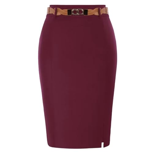 YUECIBAI Hübscher Rock Bleistiftrock Damen-Schlitz-Rock Mit Gürtel Hohe Taille Mit Hüft Umwickelter Bodycon-Bleistift Rock Büro-Damen-Workwear-Outfits Knielange Röcke XXL-Wein YUECIBAI Hübscher Rock Bleistiftrock Damen-Schlitz-Rock Mit Gürtel Hohe Taille Mit Hüft Umwickelter Bodycon-Bleistift Rock Büro-Damen-Workwear-Outfits Knielange Röcke XXL-Wein von YUECIBAI