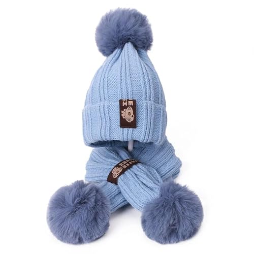 YUECIBAI Schal Damen Herbst Winter Hut Schal Set Kinder Warmer Hut Hals Wrap Jungen Und Mädchen Schöne Strick Hüte Und Schals C von YUECIBAI