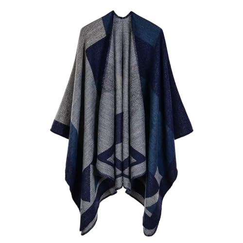 YUECIBAI Schal Damen Winter Warme Schal Wraps Cape Schals Frauen Herbst Stricken Plaid Ponchos Decke Schal Mantel 3 von YUECIBAI