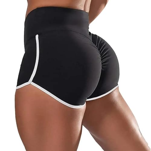 YUECIBAI Shorts Kurze Hose Damen Shorts Mit Hoher Taille Hüft LIM Yoga Sport Shorts Boxershorts Hot Hose XL Schwarz von YUECIBAI