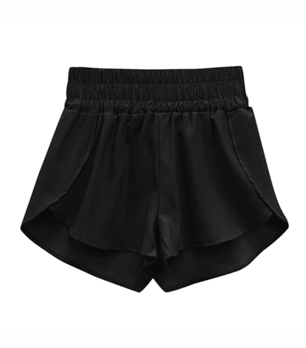 YUECIBAI Shorts Kurze Hose Frauen Mode Sport Lose Yoga Shorts Elastische Taille Lässig Einfarbig Weiblich Bequeme Kurze Hosen M Schwarz von YUECIBAI