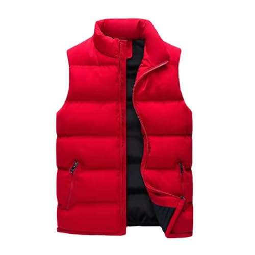 YUECIBAI Weste Vest Beliebte Ärmellose Jacke Herren Weste Jacke Verdickte Taschen Gerade Weste Jacke Wind Dicht 4XL Red2 von YUECIBAI