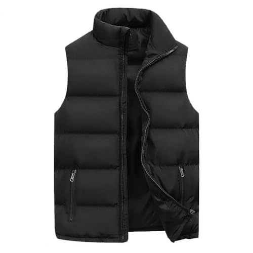 YUECIBAI Weste Vest Beliebte Ärmellose Jacke Herren Weste Jacke Verdickte Taschen Gerade Weste Jacke Wind Dicht 4XL Schwarz von YUECIBAI