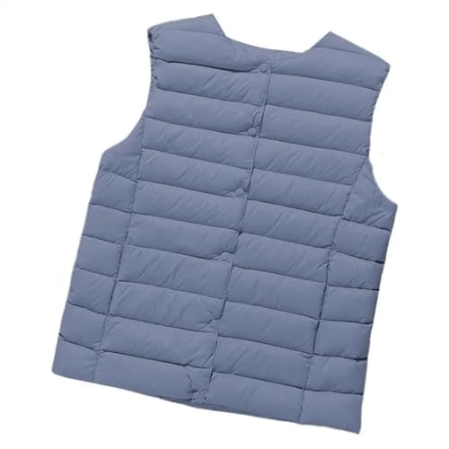 YUECIBAI Weste Vest Damen Jacke Ärmelloser Daunen Mantel Einreiher Mit Rundem Hals Wärme Rückhalt Innen Kleidung Outdoor Arbeits Weste M Dunkelblau von YUECIBAI