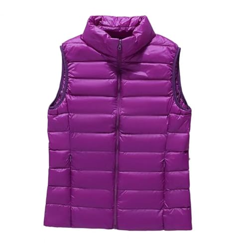 YUECIBAI Weste Vest Damen Weste Jacke Damen Weste Reiß Verschluss Verschluss Ständer Kragen Styli Sch Ärmel Los Für Outdoor S Lila von YUECIBAI