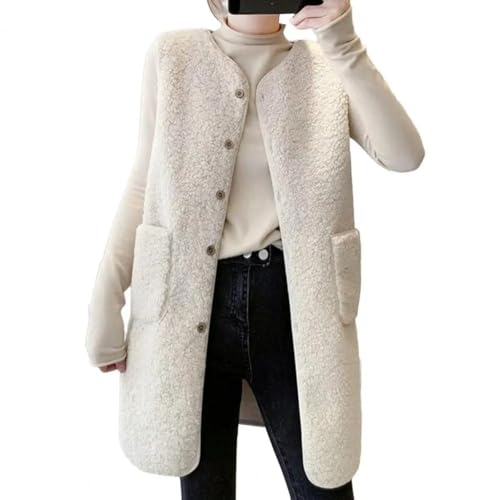 YUECIBAI Weste Vest Damen Weste Loose Version Ärmellose Weste Style L Apricot von YUECIBAI