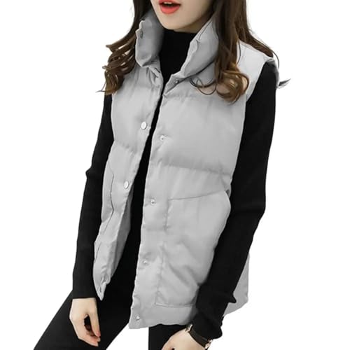 YUECIBAI Weste Vest Damen Westen Leichte Enten Daunen Weste Damen Schlanke Ärmellose Jacke Wind Dicht Warm Puffer Weste M Grau von YUECIBAI