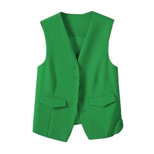 YUECIBAI Weste Vest Frauen Anzug Weste Ärmel Los Dekorative Strickjacke Freizeit Kleidung Büro Weste Kleidung XL Grün von YUECIBAI