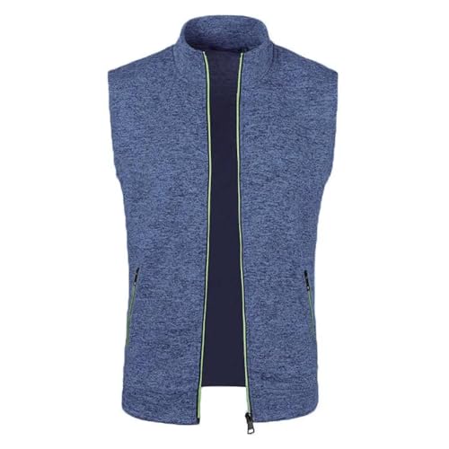 YUECIBAI Weste Vest Halsband Ärmel Los Tasche Dünn Gestrickt Schlanke Strickjacke Herren Westen 3XL Navyblue von YUECIBAI